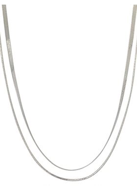 人手bi备 双层钛钢不掉色叠戴蛇骨链项链女2026新款高级感素链ins