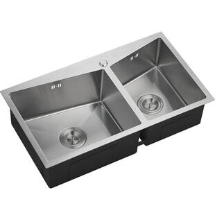 域堡304不锈钢欧洲手工水槽厨房洗菜盆子母双槽厨房星盆4mm厚