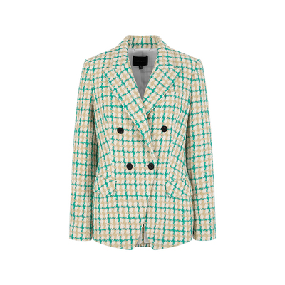 MARYLING米绿格纹西装外套