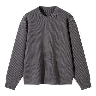 SANBAI纯色竖条针织毛衣