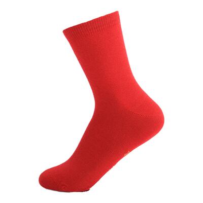 棉元素大红色福字中筒袜