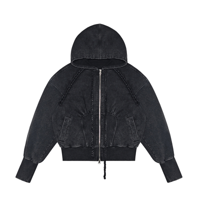 LUCENCY25AW 手工编织休闲卫衣女秋冬做旧水洗简约通勤宽松上衣