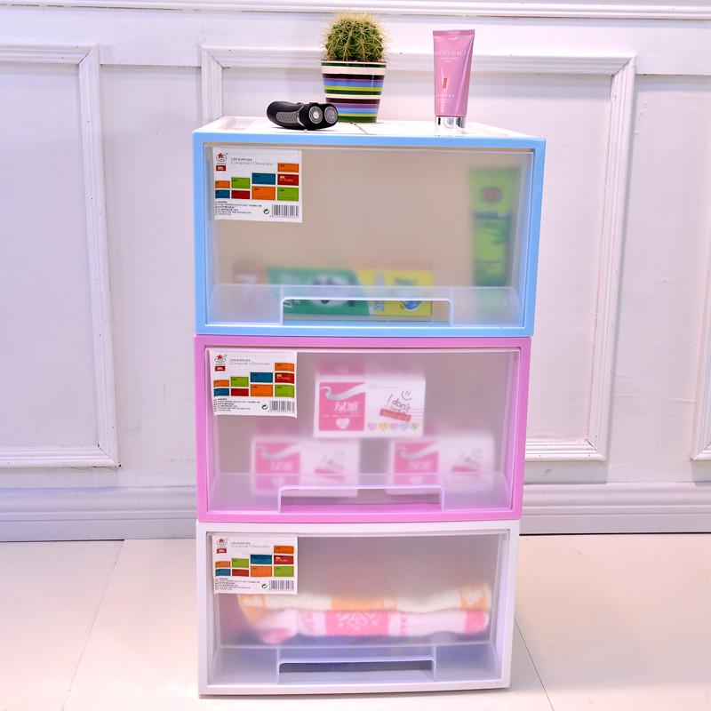 加厚包邮单层柜抽屉式组合柜彩色透明大号塑料收纳箱抽屉柜储物箱
