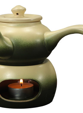 古陶煮茶壶侧把壶粗陶暖茶炉茶蜡