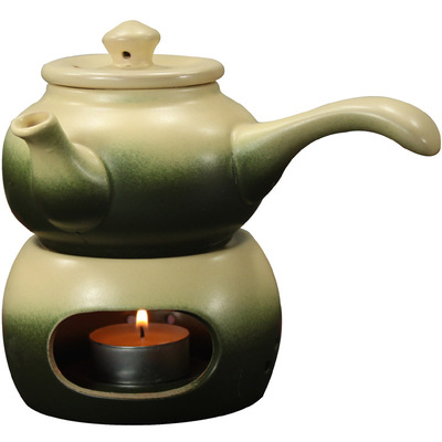 古陶煮茶壶侧把壶粗陶暖茶炉茶蜡