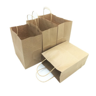 牛皮纸袋手提袋外卖打包袋一次性牛皮纸包装袋餐饮礼品袋定制LOGO