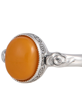 S925纯银镶嵌蜜蜡戒指