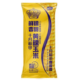 十月稻田新鲜黄糯玉米220gX3东北苞米大棒香糯甜拉丝新鲜玉米官方