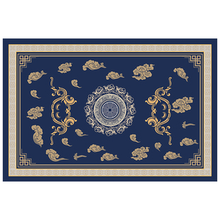 蓝色进门地垫新中式硅藻泥防滑蹭土加厚脚垫北门地垫玄关地毯家用