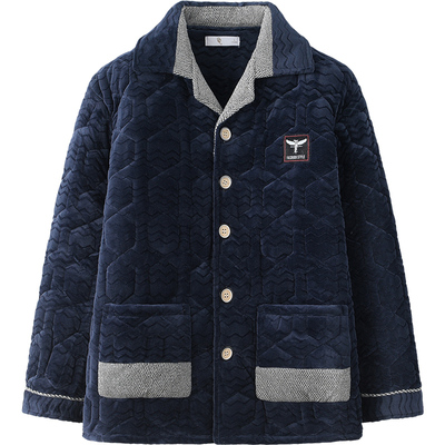 男款珊瑚绒夹棉保暖睡衣