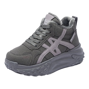 加绒厚底老爹鞋女2025新款秋冬季保暖高帮棉鞋户外防滑德训运动鞋