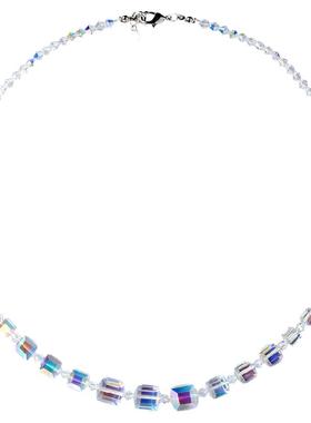 晶柜彩白色方糖女生韩版潮流项链