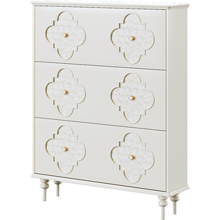 法式超薄翻斗鞋柜家用室内小户型实木极窄款奶油风高级感入户门口