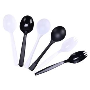 加厚一次性勺子叉子商用塑料调更家用汤羹独立公勺单独包装小饭勺