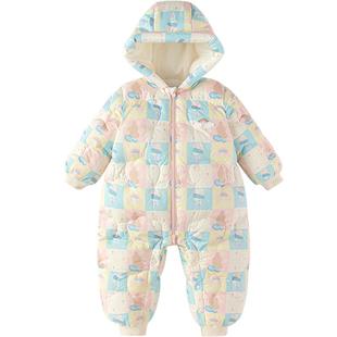 巴拉巴拉婴儿羽绒连体衣女宝宝羽绒服2025新款冬装抱衣爬服甜美萌