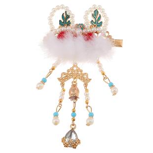 醒狮流苏新年儿童发夹女中国风过年发饰拜年女童发卡汉服古风头饰