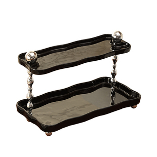 尊慕斯卫生间台面置物架中古风浴室洗漱洗漱台镜前陶瓷双层整理架