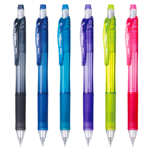 【新品上架】官方旗舰店 日本Pentel派通PL105自动铅0.5mm小学生用笔ENERGEL彩色透明笔杆黑色HB不易断芯