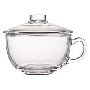 玻璃杯子有盖透明钢化无铅家用水杯牛奶杯早餐杯耐热可蒸煮微波炉