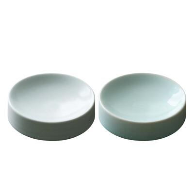 问心堂青白陶瓷笔掭墨碟小楷墨盒初学者书法国画笔掭墨池墨盘文房雅器书法纯手工制墨汁毛笔笔架砚台纸镇