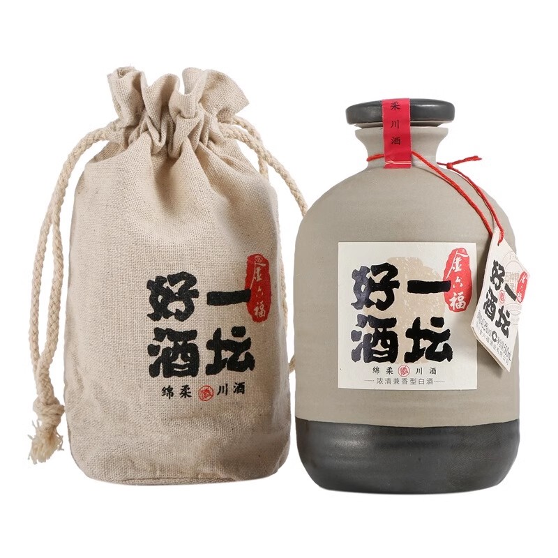 金六福一坛好酒40.8度浓清兼香型白酒老酒500ml陶坛老酒 好酒收藏