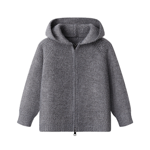 雅鹿女童开衫毛衣2026新款春加厚拉链针织衫大童女孩连帽外套上衣