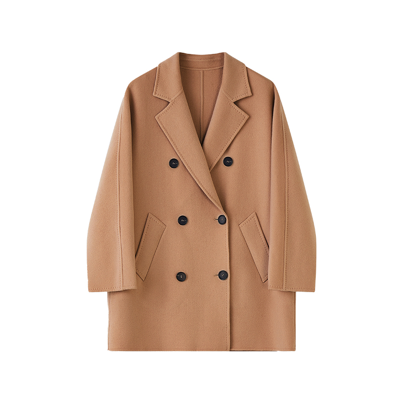 TEASEL 「有默契的老友」芨简101801短款西装领双排扣纯羊绒大衣