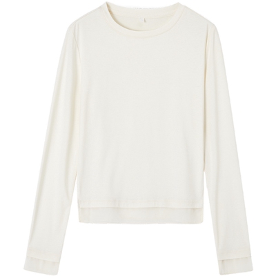 德玛纳莱赛尔简约风拼接圆领T恤