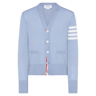 典彩系列THOM BROWNE 男士经典轻薄四条纹针织羊毛开衫