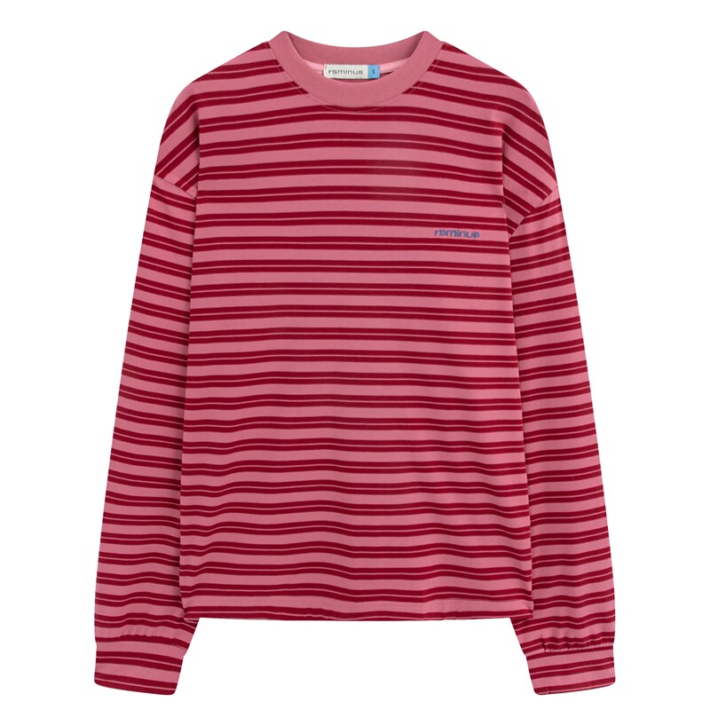 riverstone男女同款宽松复古条纹长袖T恤2026春季新款撞色打底衫