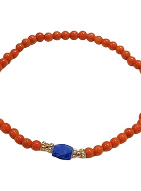 天然青金石南红3mm本命年手串