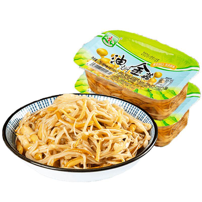 山民特产金针菇170g*5即食盒装鲜嫩油焖金针菇下饭菜拌笋拌海蜇