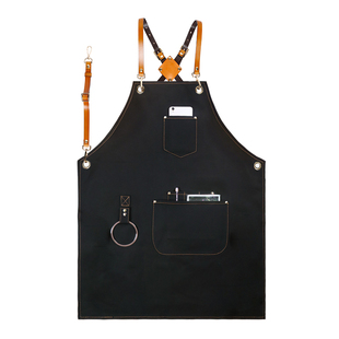 高级咖啡师专用防水牛仔围裙定制餐饮厨房烘焙美发帆布男女工作服