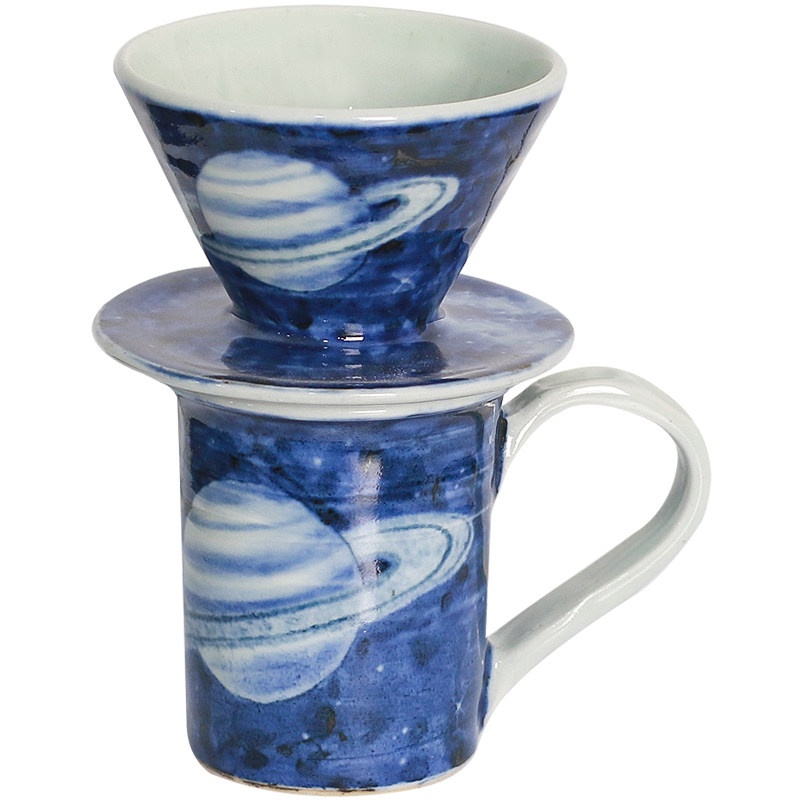 玉峰窑手冲咖啡壶手绘星球
