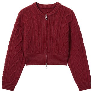 【新年穿搭】【保暖羊毛】Miss Sixty25冬季新款针织外套红色毛衣