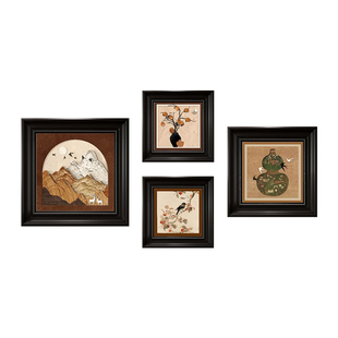 背有靠山中古风客厅装饰画沙发背景墙挂画法式复古油画组合壁画