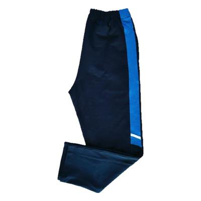 加绒藏蓝色上拼宝蓝宽杠压横短白条直筒学生男女同款大码休闲长裤