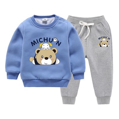 男女童双层加厚儿童加绒卫衣套装