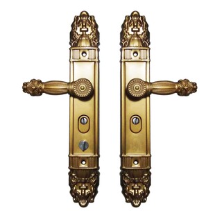 压把锁面板执手农村大铁门仿铜拉手入户门防盗锁把手整套加厚手柄