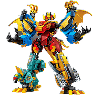 适用乐le高变形合体积木金刚儿童益智拼装机器人机甲恐龙男孩玩具