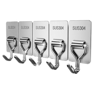 不锈钢挂钩强力承重粘胶挂衣钩子厨房墙壁免打孔粘钩门后壁挂免钉