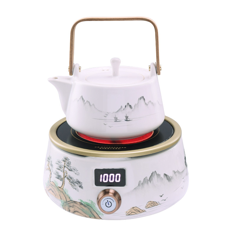 手绘电陶炉煮茶器白泥陶瓷煮茶壶