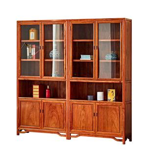红木书柜中式置物柜刺猬紫檀书橱柜花梨木玻璃柜全实木书架收纳柜