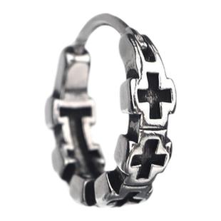 Shinma 黑色正边十字架满圈耳环 暗黑土酷滴胶 粗杆耳钉耳环穿刺