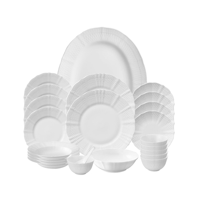 则武浮雕白蕾丝餐具套装