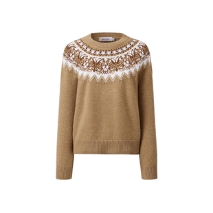 VGRASS维格娜丝中式雅丹风秋冬新款工艺云肩宽松套头针织衫女