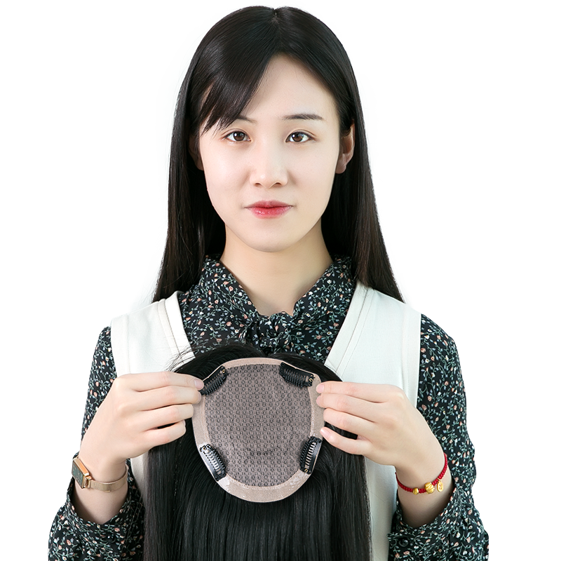 美禾 双递针手织头顶补发片 真发假发女无痕假发片增发量蓬松发片