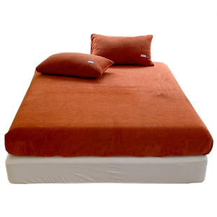 日式纯色华夫格绒床笠珊瑚绒床单1.5加高床垫罩2米保护套1.8全包