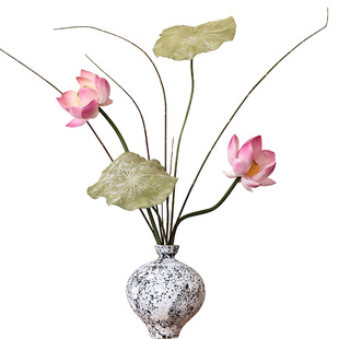 荷家欢乐侘寂风调性秋意韵味仿真荷花叶莲蓬插花装饰禅意茶室民宿