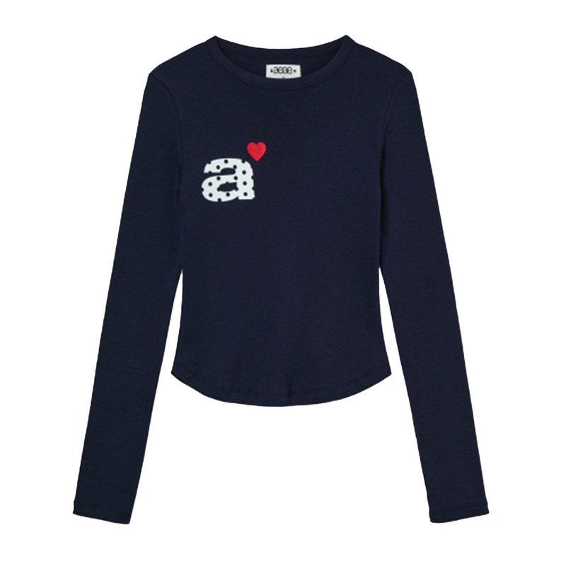 韩国aeae字母爱心印花长袖T恤女
